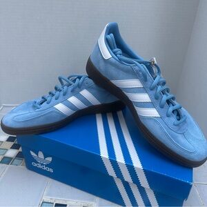 Adidas Men's Light Blue and White Sneakers